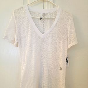 Sheer White XL Fox V-neck Shirt